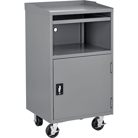 Global Industrial Mobile Computer Workstation, Dark Gray, Assembled 694561GYA